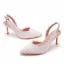 Chic / Belle Blanche Perle En Dentelle Fleur Chaussure De Mariée 2022 7 cm Talons Aiguilles À Bout Pointu Mariage Sandales Talons Hauts