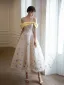 Flower Fairy Multi-Colors Sequins Homecoming Graduation Dresses 2024 A-Line / Princess Off-The-Shoulder Sleeveless Backless Tea-length Formal Dresses