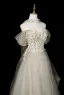 Chic / Belle Vert Cendré Perlage Paillettes Appliques Robe De Bal 2026 Princesse De l'épaule Manches Courtes Dos Nu Longue Robe De Ceremonie