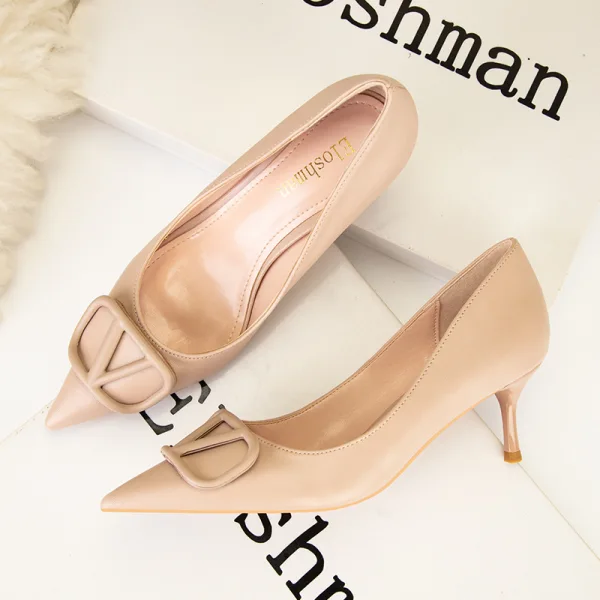Chic / Belle Beige Promo Escarpins Talons Hauts 2022 9 cm Talons Aiguilles À Bout Pointu Escarpins