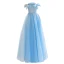 Elegante Blau Ballkleider 2022 A Linie Schleife Off Shoulder Ärmellos Rückenfreies Perle Lange Festliche Kleider