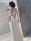 Charming Ivory Sequins Evening Dresses 2022 Trumpet / Mermaid Square Neckline Sleeveless Backless Floor-Length / Long Evening Party Formal Dresses