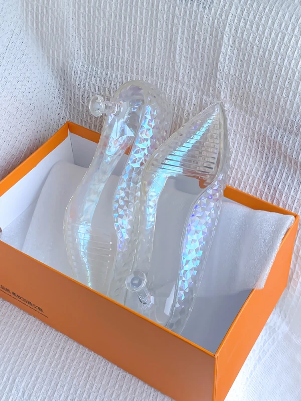Cinderella Transparent Crystal Wedding Shoes 2023 5 cm Stiletto Heels Pointed Toe Wedding Pumps High Heels