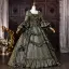 Vintage / Retro Medieval Dark Green Prom Dresses 2026 Ball Gown Square Neckline Bell sleeves Floor-Length / Long Formal Dresses