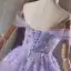 Fashion Lavender Sequins Butterfly Appliques Homecoming Graduation Dresses 2024 A-Line / Princess Off-The-Shoulder Sleeveless Backless Knee-Length Formal Dresses