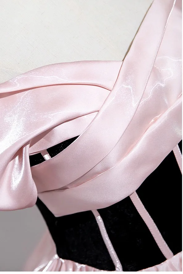 Chic / Beautiful Blushing Pink Prom Dresses 2025 Ball Gown Off-The-Shoulder Short Sleeve Backless Floor-Length / Long Prom Formal Dresses