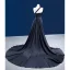 Haut de Gamme Charmant Noire Fait main Perlage Paillettes Robe De Soirée 2022 Trompette / Sirène Une épaule Sans Manches Dos Nu Chapel Train Soirée Robe De Ceremonie
