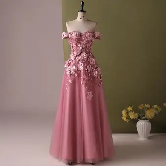 Chic Belle Rougissant Rose Perle Appliques Robe De Bal 2024 Princesse De L Épaule Sans Manches Dos Nu Longue Promo Robe De Ceremonie