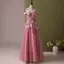Chic / Beautiful Blushing Pink Pearl Appliques Prom Dresses 2024 A-Line / Princess Off-The-Shoulder Sleeveless Backless Floor-Length / Long Prom Formal Dresses