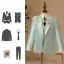 Sage Green Lace Flower Pearl Long Sleeve 6-piece Boys Wedding Suits 2025 Body Jewellery Coat Pants Shirt Tie Vest Wedding