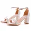 Sexy Blanche En Dentelle Fleur Chaussure De Mariée 2023 Bride Cheville 7 cm Talons Épais Peep Toes / Bout Ouvert Mariage Sandales Talons Hauts
