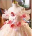 Elegant Champagne Appliques Birthday Flower Girl Dresses 2023 Ball Gown Off-The-Shoulder Short Sleeve Backless Floor-Length / Long