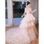 Charmant Rosa Fallende Rüsche Brautkleider / Hochzeitskleider 2023 Ballkleid Spaghettiträger Quaste Ärmellos Rückenfreies Schleife Stoffgürtel Kapelle-Schleppe Hochzeit