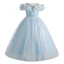 Chic / Beautiful Sky Blue Sequins Birthday Flower Girl Dresses 2024 A-Line / Princess Scoop Neck Ruffle Short Sleeve Floor-Length / Long