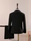 Chinese style Black Rhinestone 6-piece Long Sleeve Boys Wedding Suits 2025 Body Jewellery Coat Pants Shirt Tie Vest