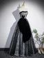 Chic / Beautiful Black Spotted Prom Dresses 2023 Ball Gown Strapless Sleeveless Backless Floor-Length / Long Formal Dresses