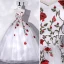 Elegant White Lace Flower Prom Dresses 2022 Ball Gown Strapless Sleeveless Backless Floor-Length / Long Prom Formal Dresses