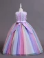 Chic / Beautiful Blushing Pink Butterfly Appliques Rainbow Birthday Flower Girl Dresses 2024 Ball Gown Scoop Neck Sleeveless Bow Sash Floor-Length / Long