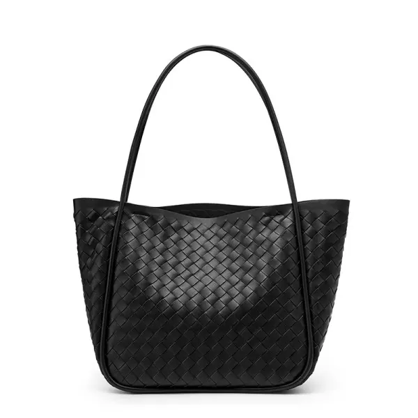 Modest / Simple Black Women Braid Bags Women's Bags Leather Casual Tote Bag Night Out Shoulder Bags 2023
