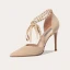 Modern / Fashion Black Evening Party Womens Sandals 2022 Leather Pearl Bow Ankle Strap 10 cm Stiletto Heels Pointed Toe Womens Shoes High Heels