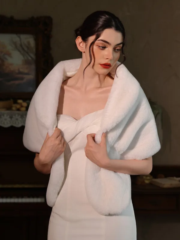 Vintage / Retro White Prom Suede Shawls 2025