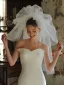 Fashion White Puffy Tulle Wedding Veils 2025