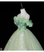 Fée Des Fleurs Vert Cendré Appliques Perlage En Dentelle Fleur Paillettes Robe De Bal 2026 Robe Boule De l'épaule Manches Courtes Dos Nu