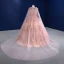 Charming Blushing Pink Appliques Sequins Prom Dresses Wedding Dresses 2022 With Cloak Ball Gown Strapless Sleeveless Backless Floor-Length / Long Formal Dresses