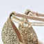 Charmant Glitzernden Gold Strass Pailletten Brautschuhe 2022 Knöchelriemen 10 cm Thick Heels Peeptoes Hochzeit Sandaletten Hochhackige