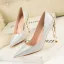 Fashion Sky Blue Wedding Shoes 2022 Rhinestone Sequins Metal Flower 10 cm Stiletto Heels Pointed Toe Wedding Shoes High Heels