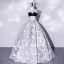 Elegant Silver Grey Printing Prom Dresses 2022 Ball Gown Strapless Sleeveless Backless Floor-Length / Long Prom Formal Dresses