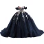 Flower Fairy High-end Black Lace Appliques Prom Dresses 2023 Ball Gown Off-The-Shoulder Sleeveless Backless Glitter Cathedral Train Prom Formal Dresses