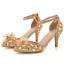Cinderella Champagne Crystal Wedding Shoes 2022 Rhinestone Ankle Strap 7 cm Stiletto Heels Pointed Toe Wedding Shoes High Heels