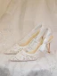 Elegant White Lace Wedding Shoes 2024 Wedding Leather 8 cm Stiletto Heels Pointed Toe Sandals High Heels