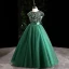 Vintage / Retro Dark Green Sequins Birthday Flower Girl Dresses 2024 Ball Gown Scoop Neck Sleeveless Bow Sash Floor-Length / Long