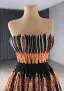 Luxus / Herrlich Schwarz Handgefertigt Perlenstickerei Pailletten Ballkleider 2024 A Linie Bandeau Ärmellos Rückenfreies Sweep / Pinsel Zug Ball Festliche Kleider