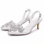 Élégant Simple Blanche Faux Diamant Chaussure De Mariée 2026 6 cm Talons Aiguilles À Bout Pointu Mariage Talons Hauts