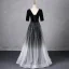 Elegante Schwarz Strass Pailletten Ballkleider 2024 A Linie Eckiger Ausschnitt Kurze Ärmel Rückenfreies Lange Ball Festliche Kleider