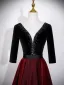 Vintage / Originale Bordeaux Robe De Bal 2026 Princesse V-Cou 3/4 Manches Dos Nu Longue