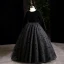 Chic / Beautiful Black Birthday Flower Girl Dresses 2022 Ball Gown Scoop Neck Suede Star Sequins Long Sleeve Floor-Length / Long Flower Girl Dresses