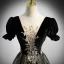 Chic / Belle Noire Perlage Robe De Bal 2022 Princesse Encolure Dégagée Manches Courtes Dos Nu Longue Robe De Ceremonie
