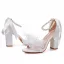 Charmant Weiß Perle Knöchelriemen Schleife Ball Sandalen Damen 2025 9 cm Thick Heels Peeptoes Sandaletten Hochhackige