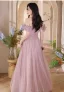 Bling Bling Rougissant Rose Perlage Paillettes Robe De Bal 2024 Princesse De l'épaule Manches Courtes Dos Nu Longue Promo Robe De Ceremonie