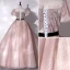 Élégant Rougissant Rose Tachetée Robe De Bal 2022 Robe Boule De l'épaule Gonflée Manches Courtes Dos Nu Ceinture Noeud Longue Robe De Ceremonie