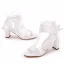 Elegante Ivoor Enkelband Strik Gala Sandalen Dames Hoge Hakken 2023 7 cm Dikke Hak Peep Toe Sandalen