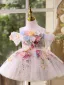 Flower Fairy Multi-Colors Appliques Sequins White Birthday Short Flower Girl Dresses 2026 Ball Gown Scoop Neck Short Sleeve Backless