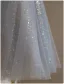 Bling Bling Grey Beading Pearl Sequins Birthday Flower Girl Dresses 2024 A-Line / Princess Scoop Neck Sleeveless Backless Bow Floor-Length / Long Tulle