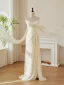 Light Ivory Split Front Trumpet / Mermaid Wedding Dresses 2026 Strapless Sleeveless Backless Sweep Train