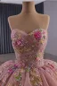Luksus Rødmende Rosa Håndlaget Beading Paljetter Blonder Blomst Ballkjoler 2025 Ballkjole Kjæreste Uten Ermer Ryggløse Domstol Tog Formelle Kjoler
