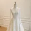 Luxury / Gorgeous Elegant Ivory Handmade  Beading Pearl Sequins Lace Flower Wedding Dresses 2026 A-Line / Princess V-Neck Long Sleeve Backless